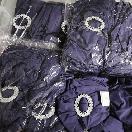 Lot de nœuds de chaise violet en lycra avec boucle argenté